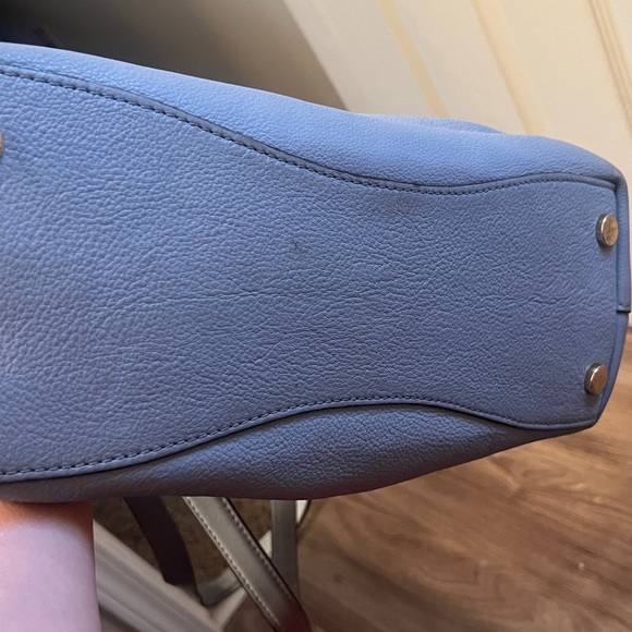 Michael Kors Raven Light Blue Pebbled Leather Large Shoulder Bag - Picture 11 of 13